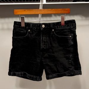 High-Waisted Black Jean Shorts
